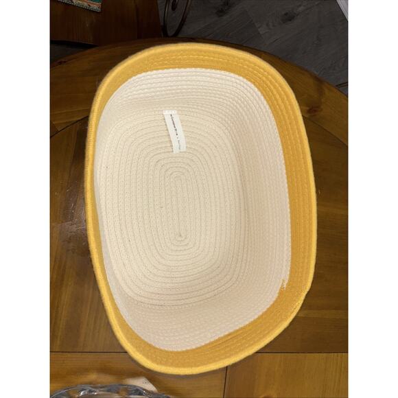 Container Store14 x 12 KonMari Marie Kondo Woven Basket Storage Bin Yellow White - Picture 2 of 5